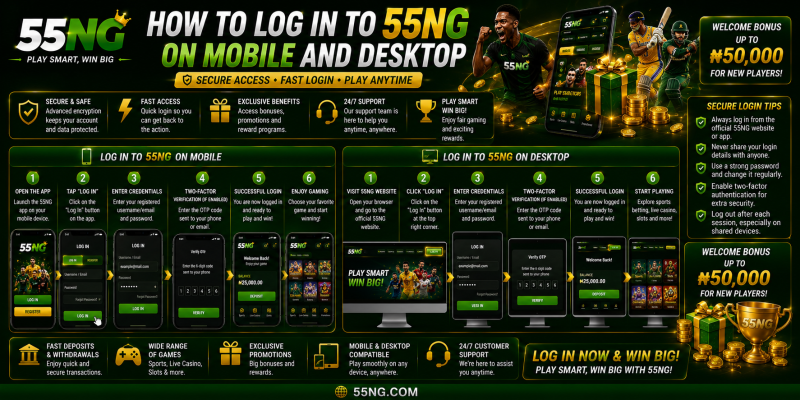 How to Log In to 55NG on Mobile and Desktop